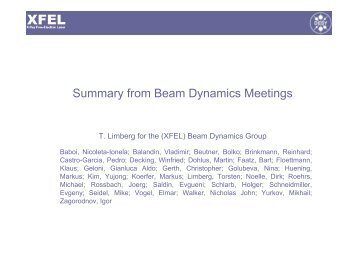 Torsten Limberg - Summary from Beam Dynamics Meetings - Desy