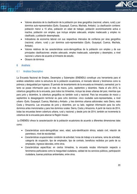 Metodología para la medición del empleo en Ecuador