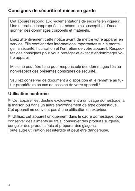 Miele KFN 29233 D bb - Mode d'emploi et instructions de montage