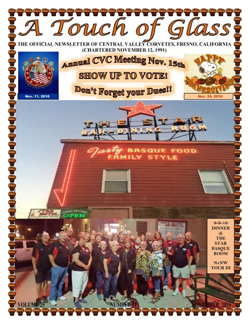 Central Valley Corvettes Magazine - November 2016