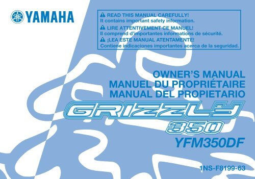 Yamaha GRIZZLY 350 - 2015 - Manuale d'Istruzioni Fran&ccedil;ais