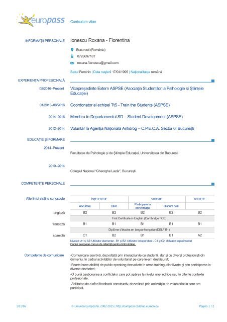 CV - Ionescu Roxana - Florentina