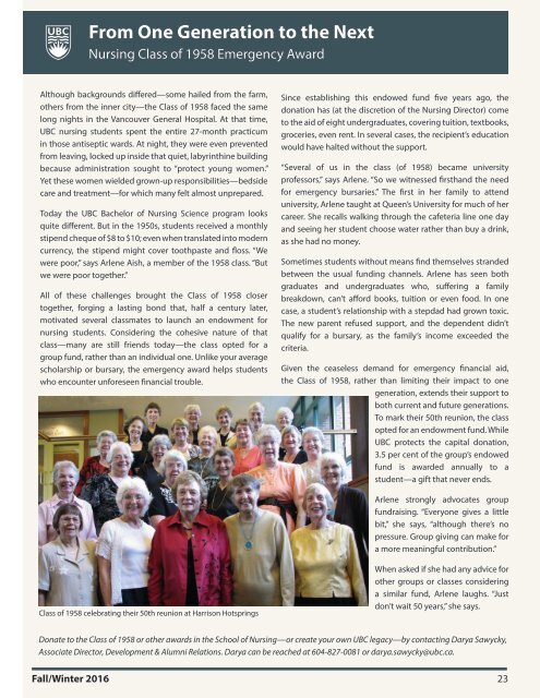 SCHOOL OF NURSING NEWS / FALL/WINTER 2016