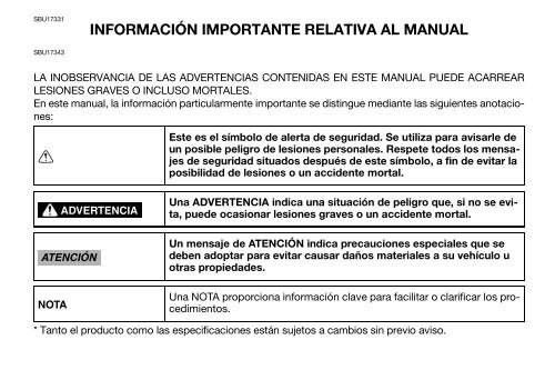 Yamaha GRIZZLY 450 - 2015 - Manuale d'Istruzioni Espa&ntilde;ol