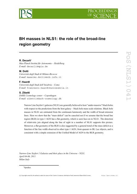 BH masses in NLS1 - Proceedings of Science