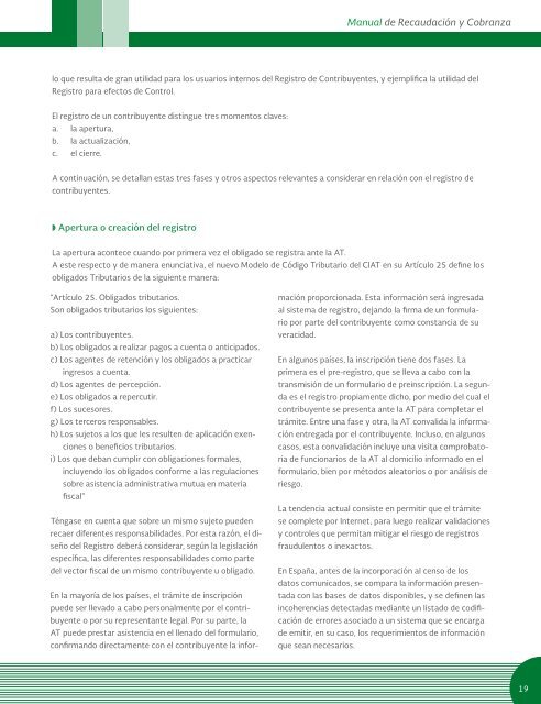 Manual sobre recaudación y cobranza de tributos