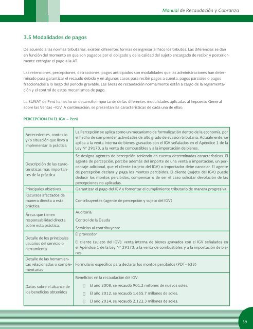 Manual sobre recaudación y cobranza de tributos