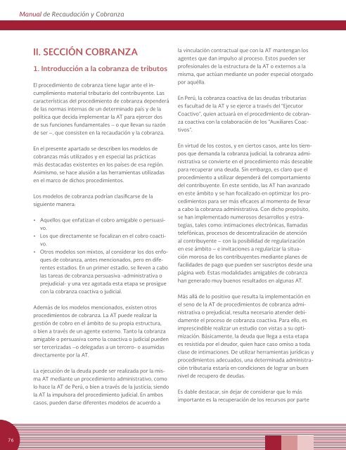 Manual sobre recaudación y cobranza de tributos