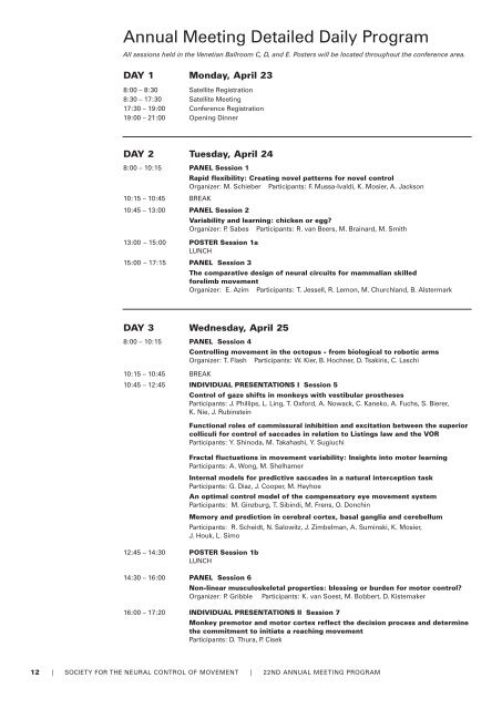 2012 Program - Society for the Neural Control of Movement
