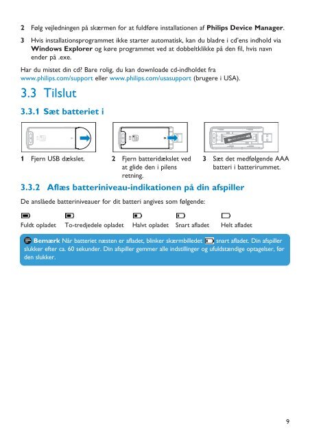 Philips Baladeur audio &agrave; m&eacute;moire flash - Mode d&rsquo;emploi - DAN