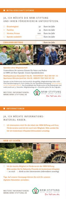 WANDERWEGE UND WUNDERWERkE - NRW-Stiftung