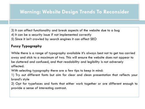 Warning website design trends to reconsider