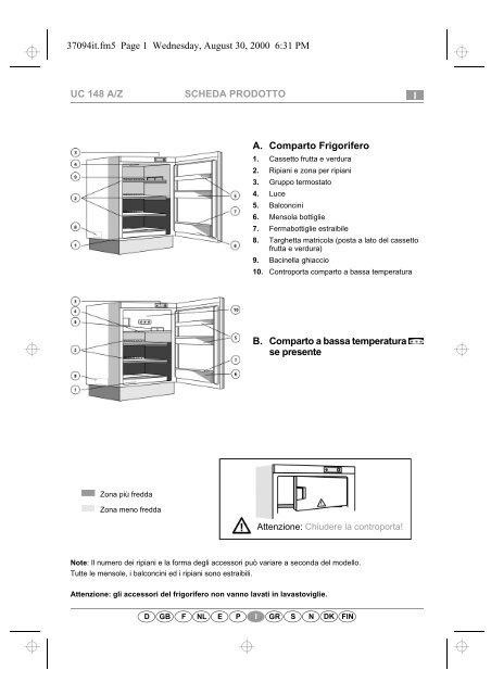 KitchenAid URI 1402/A - Refrigerator - URI 1402/A - Refrigerator IT (855004601320) Scheda programmi