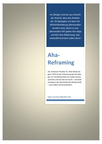 Aha-Reframing Zusammenfassung