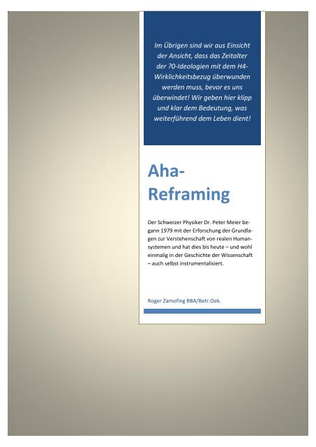 Aha-Reframing Zusammenfassung