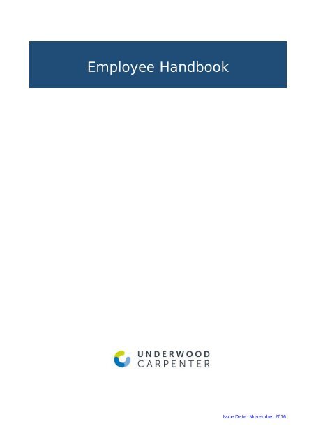 Underwood Carpenter Employee Handbook - Latest 02 11 16