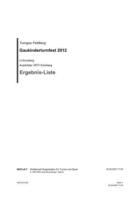 Ergebnis-Liste - Turngau Feldberg