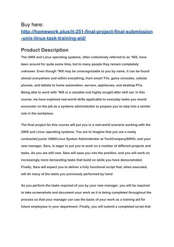 IT 251 Final Project Final Submission: UNIX/Linux Task Training Aid