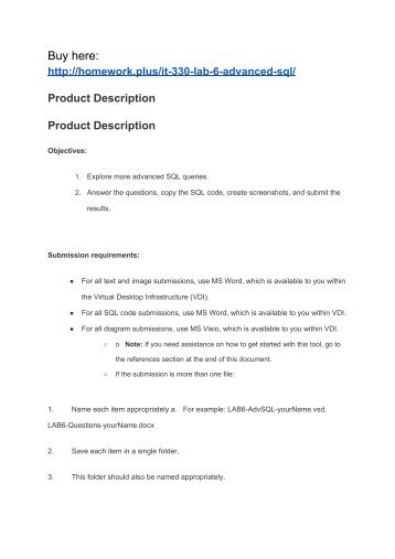 IT 330 Lab 6: Advanced SQL