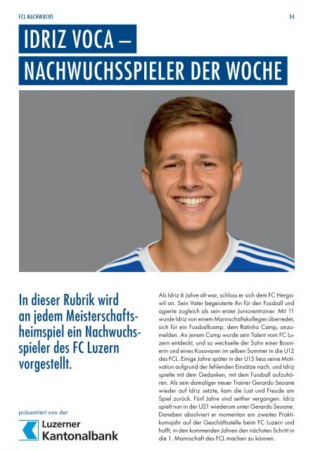 FC LUZERN MATCHZYTIG N°6 16/17 (RSL 14)