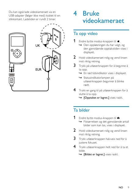 Philips Cam&eacute;ra HD - Mode d&rsquo;emploi - NOR