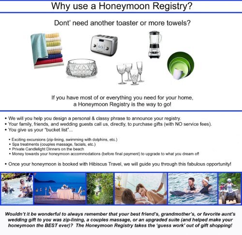 Honeymoon Registry Comparison Chart