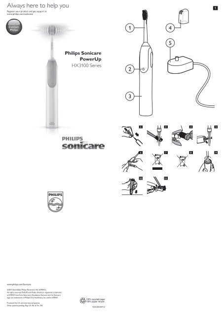 Philips Sonicare PowerUp Brosse &agrave; dents &eacute;lectrique - Mode d&rsquo;emploi - DEU