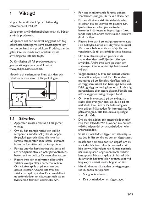 Philips TV LCD - Mode d&rsquo;emploi - SWE