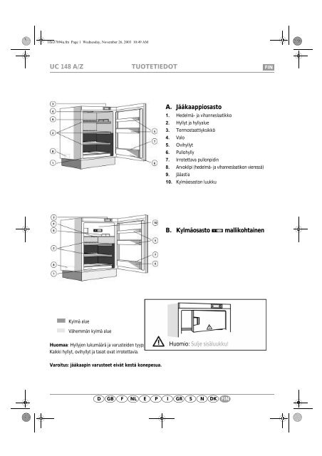KitchenAid UVI 1349/A - Refrigerator - UVI 1349/A - Refrigerator FI (855099616000) Scheda programmi