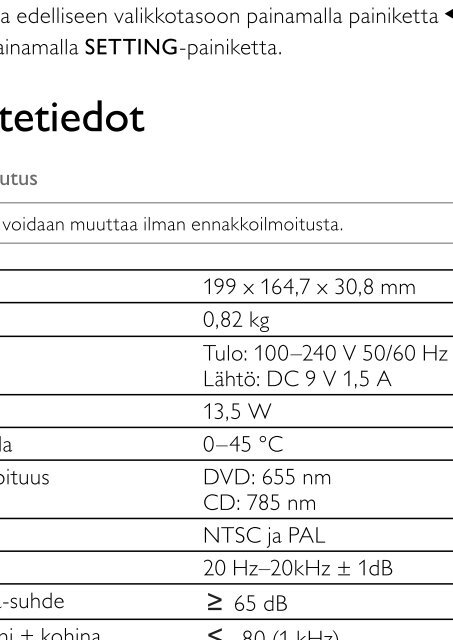 Philips Lecteur de DVD portable - Mode d&rsquo;emploi - FIN