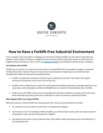 How to Have a Forklift-Free Industrial Environment