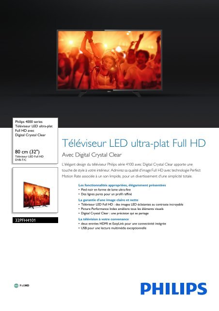 Télécommande D'origine Pour TV Philips - Compatible 32PFH4101/88, 32PFK4100... - Neuf