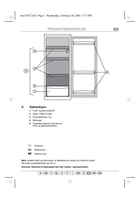 KitchenAid RTM 930/G/WP - Refrigerator - RTM 930/G/WP - Refrigerator NO (850393001080) Scheda programmi