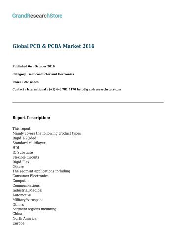 Global PCB & PCBA Market 2016