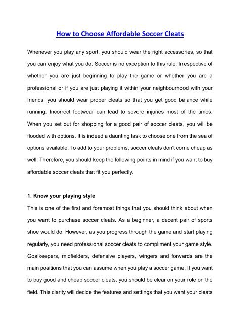 affordable soccer cleats