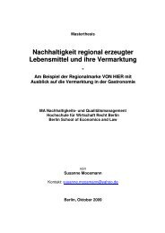 Nachhaltigkeit regional erzeugter Lebensmittel und ihre ... - Berlin 21