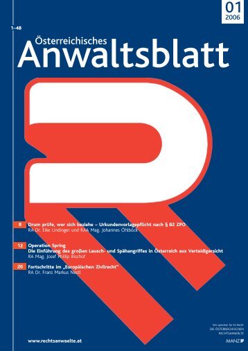Anwaltsblatt 2006/01 - Österreichischer Rechtsanwaltskammertag