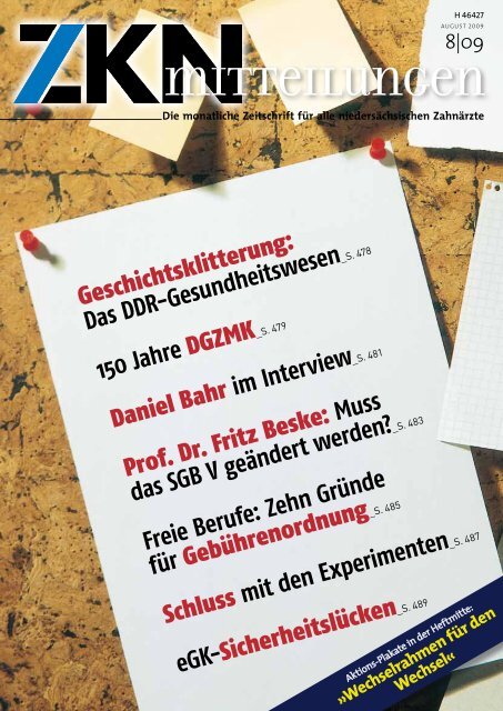 Die monatliche Zeitschrift für alle niedersächsischen Zahnärzte