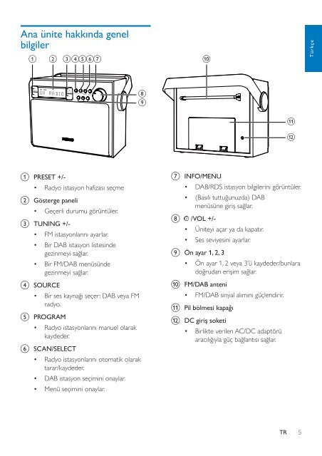 Philips Radio portable - Mode d&rsquo;emploi - TUR