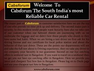 Car Hire in Bangalore|Cabs Forum