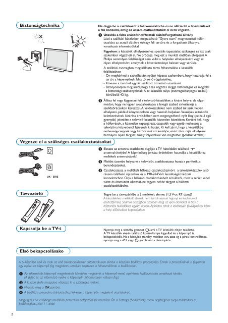 Philips Cineos T&eacute;l&eacute;viseur &agrave; &eacute;cran large - Mode d&rsquo;emploi - HUN