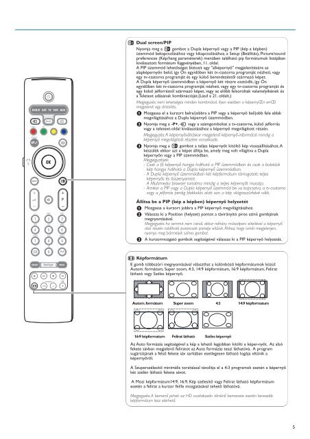 Philips Cineos T&eacute;l&eacute;viseur &agrave; &eacute;cran large - Mode d&rsquo;emploi - HUN