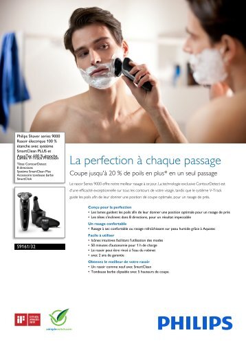 Philips Shaver series 9000 Rasoir Ã©lectrique rasage Ã  sec ou sous l'eau - Fiche Produit - FRA