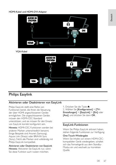 Philips T&eacute;l&eacute;viseur LED - Mode d&rsquo;emploi - DEU