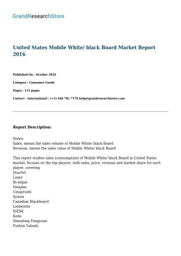 United States Mobile White/ black Board Market Report 2016 