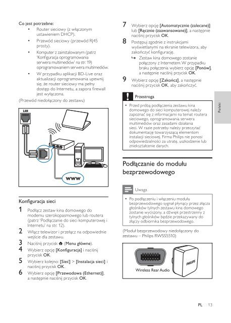 Philips Home Cin&eacute;ma 5 enceintes - Mode d&rsquo;emploi - POL