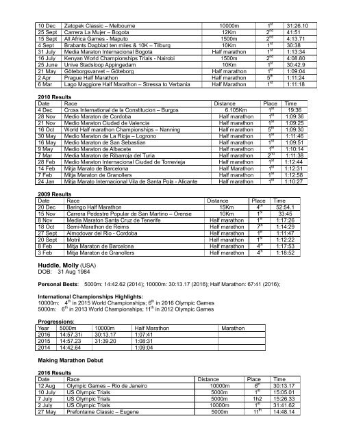 2016 New York Marathon Statistical Information