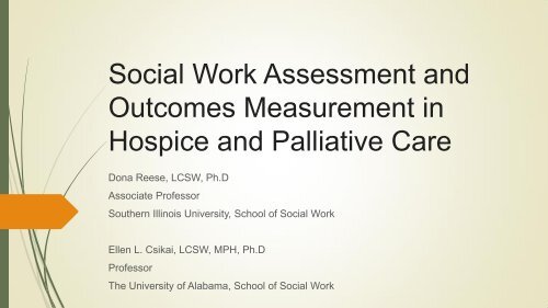 Social Work Assessment And Outcomes Measurement In Hospice And Palliative  Care