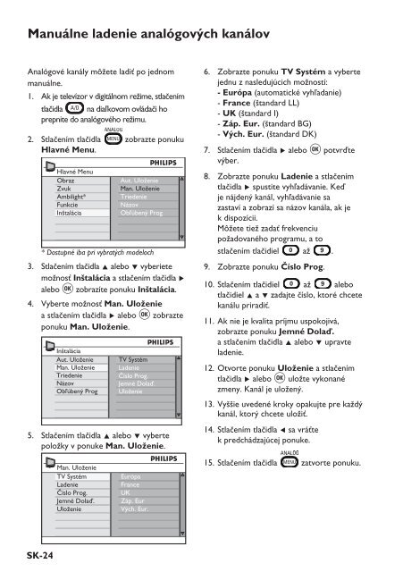 Philips T&eacute;l&eacute;viseur - Mode d&rsquo;emploi - SLK