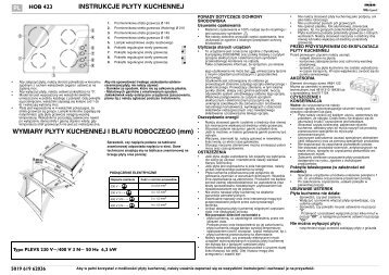 KitchenAid HOB 423/S - Hob - HOB 423/S - Hob PL (854146401000) Istruzioni per l'Uso